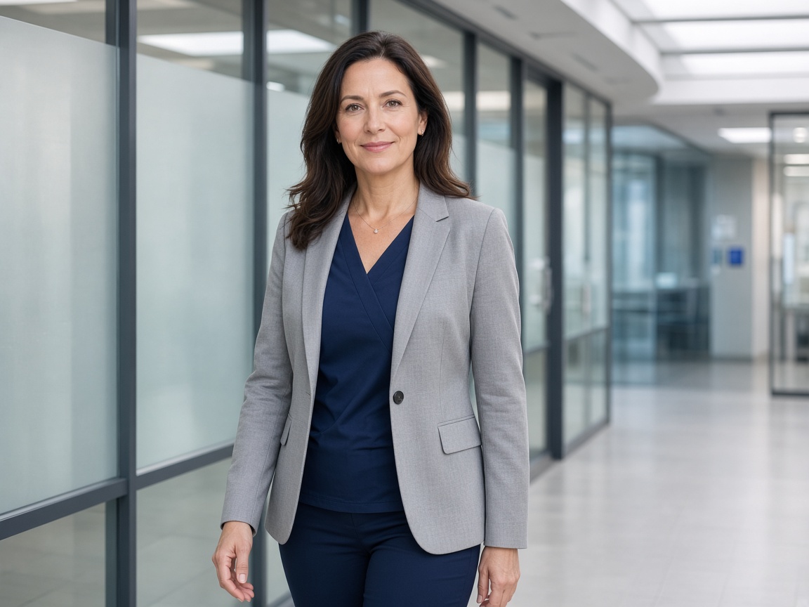 Surgery center leader in a modern clinical corridor